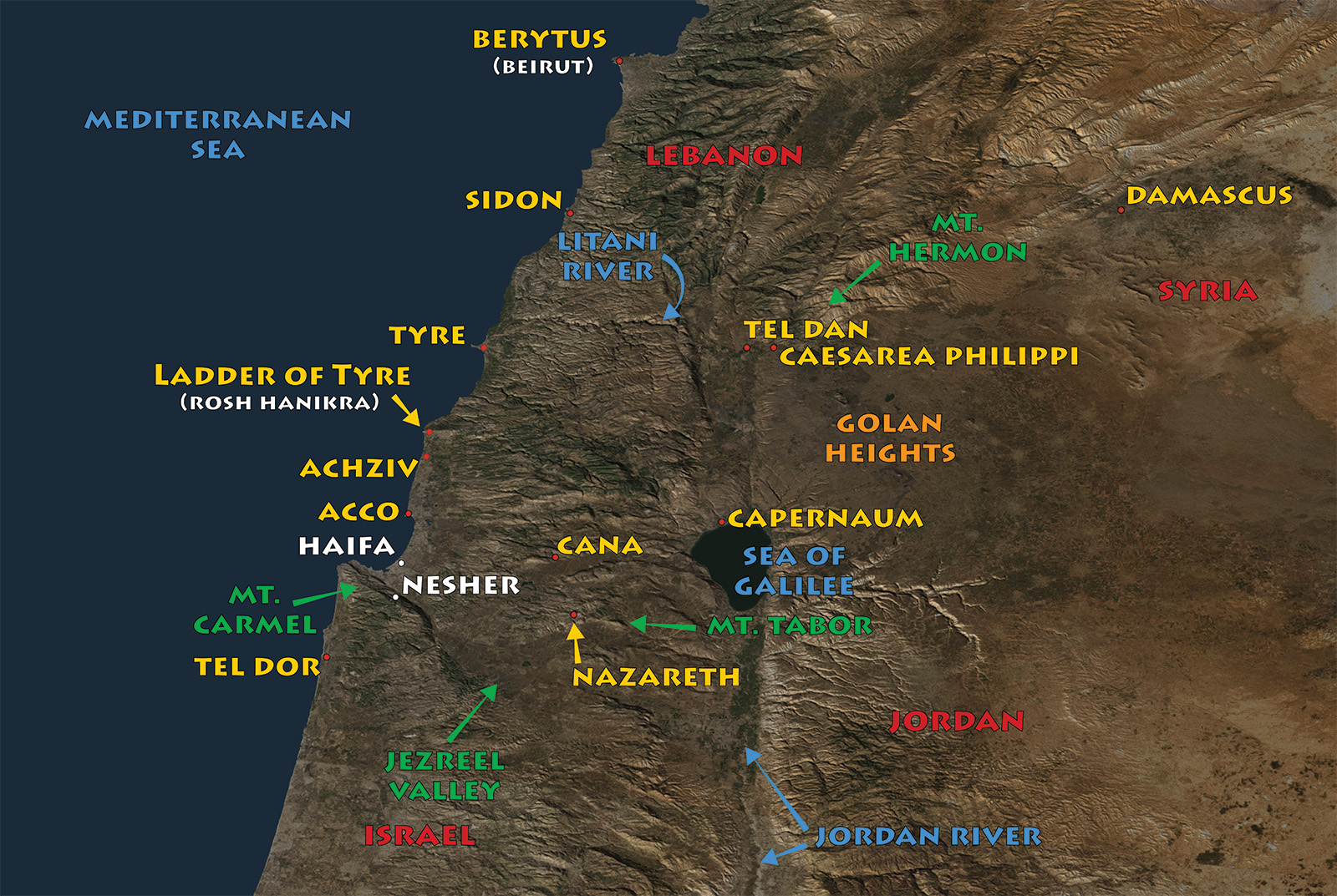 Northern Israel Satellite Map
