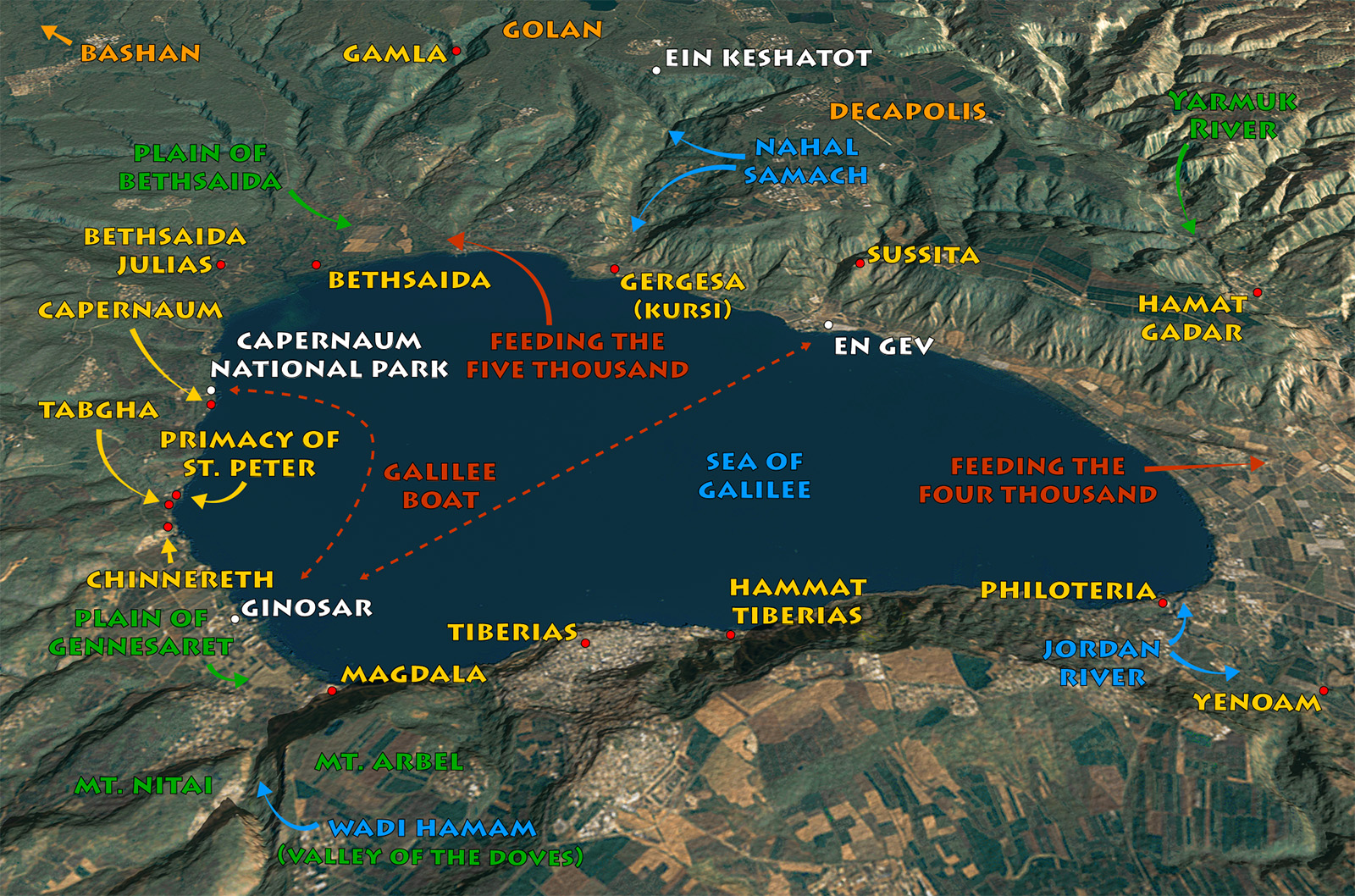 Sea of Galilee Satellite Map